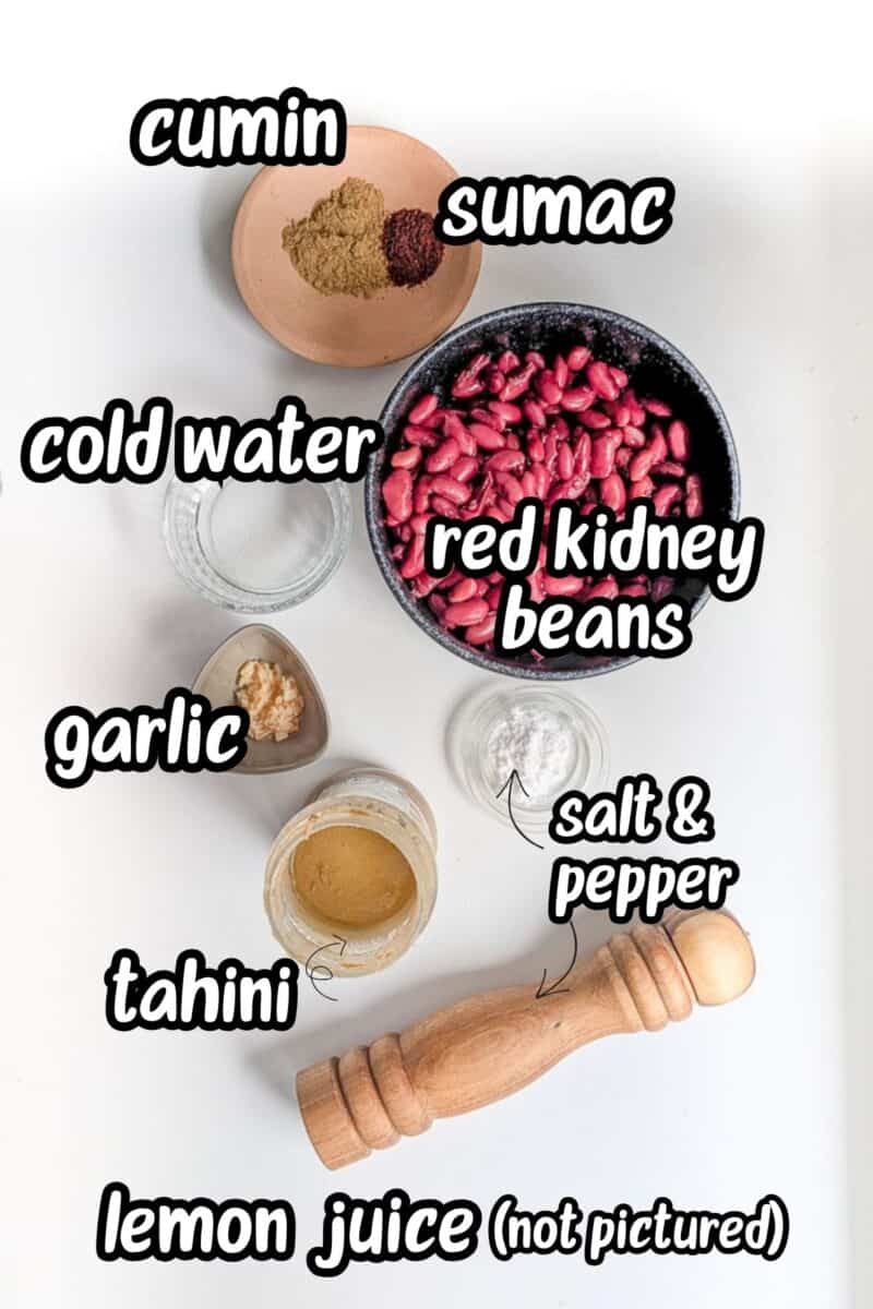 Ingredients for making kidney bean hummus.